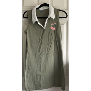 Hurley Womens Tank Dress Size Large Sleeveless Collared Cherries Logo Stretch